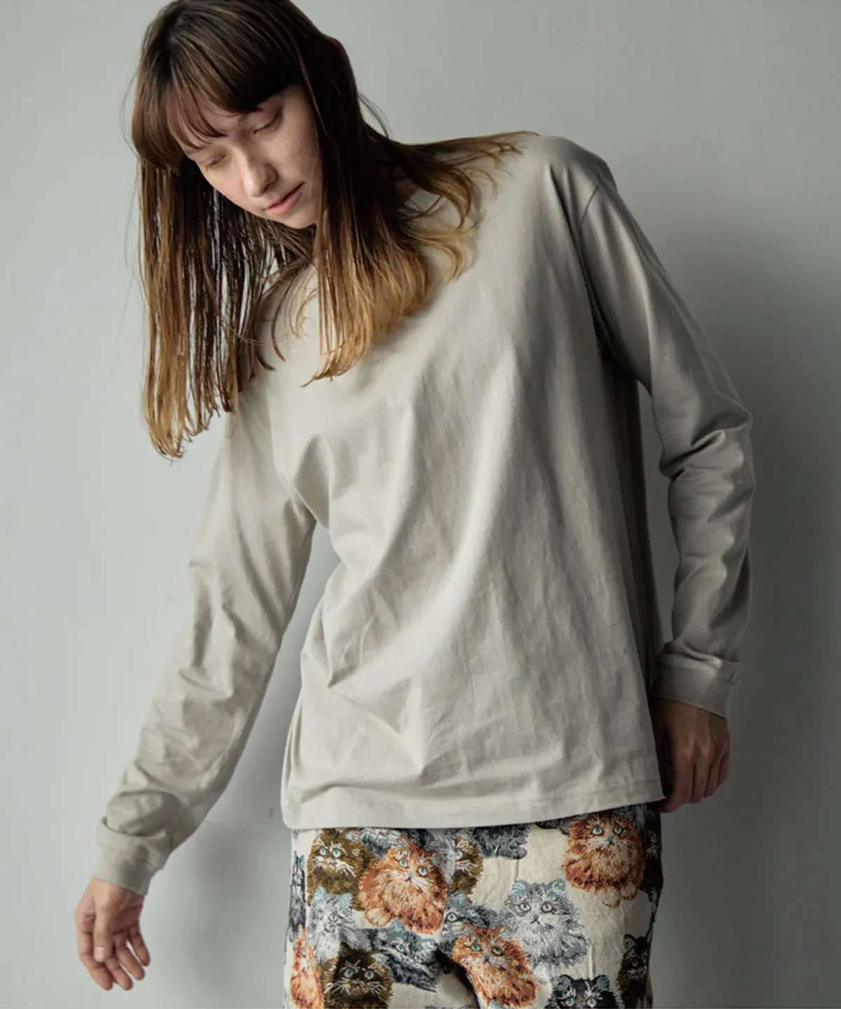 OGL-914オーガニックコットン ロングスリーブTシャツの着用写真